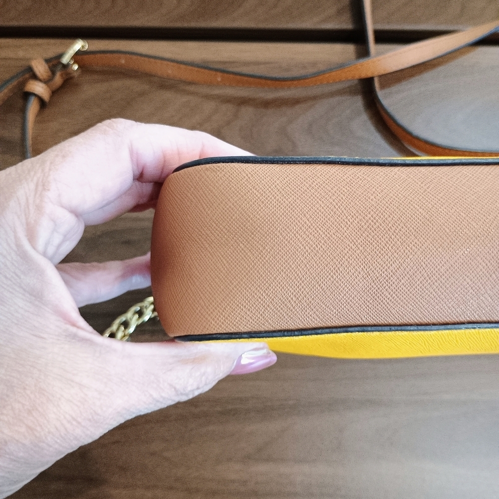 Michael Kors Mustard Yellow and Brown Crossbody Bag - Picture 3 of 11